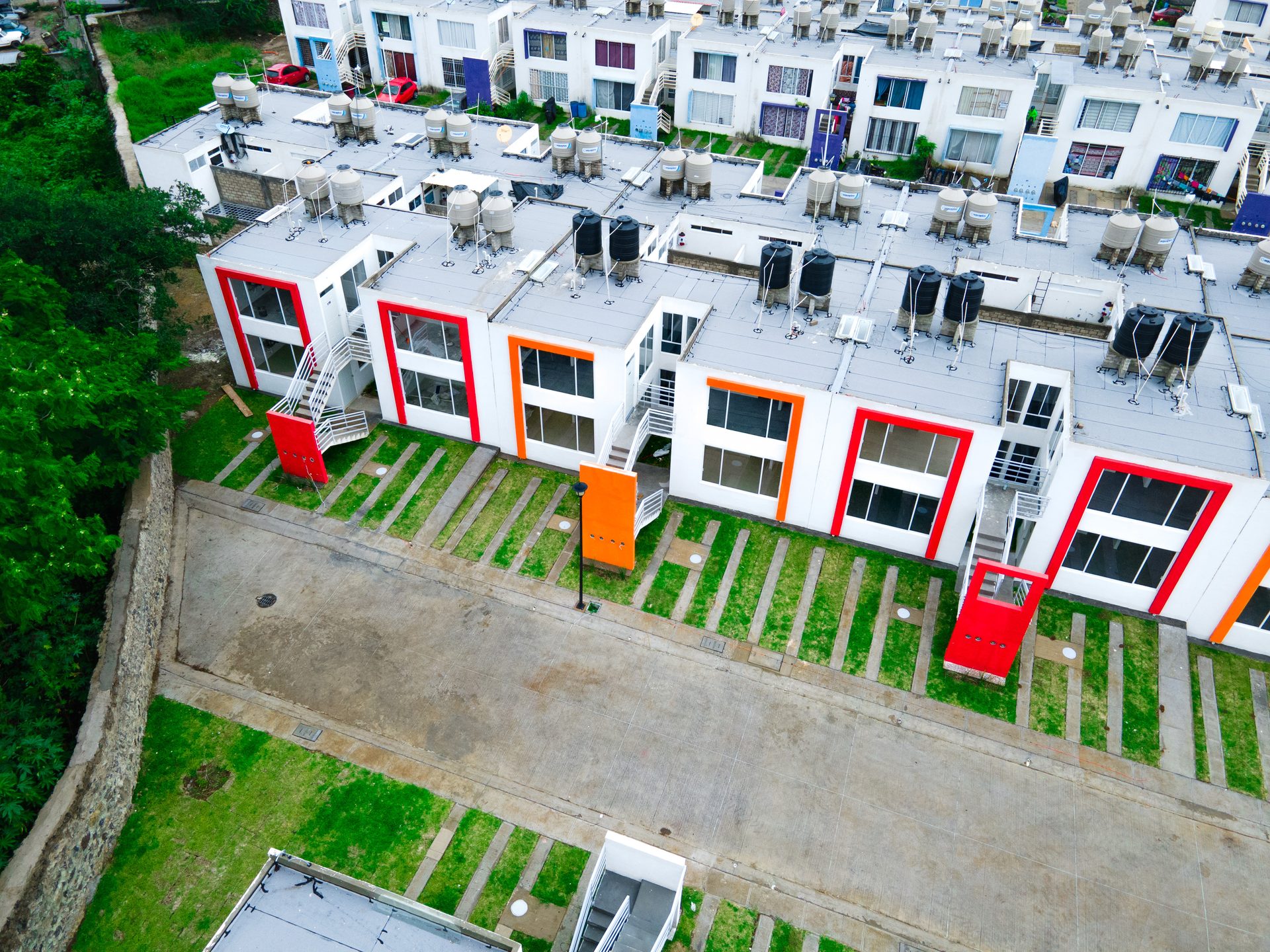 Vista aérea de las casas modelo Fresa